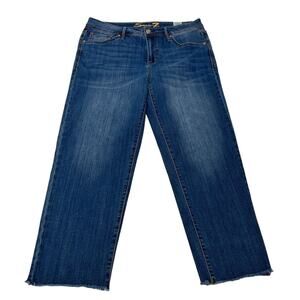 Seven7 Womens High Rise Wide Leg Raw Hem Jeans‎ Medium Wash Size 10
